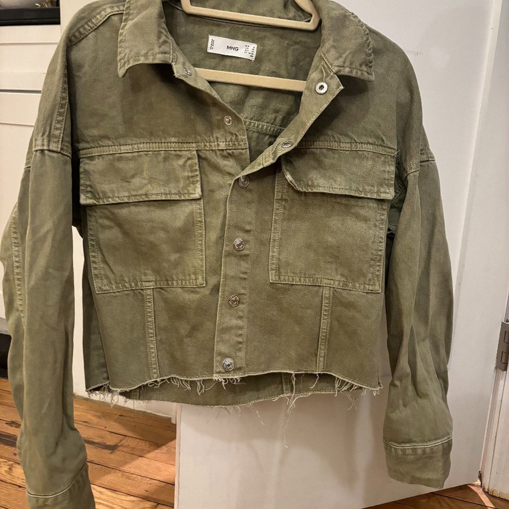 Mango Pocketed Denim Jacket - Green
